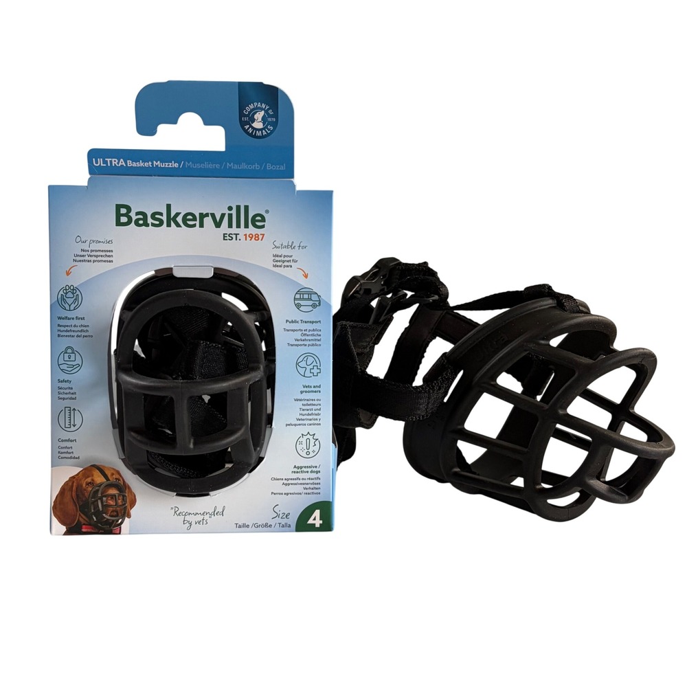 Baskerville Ultra Basket Muzzle Black Size 4 Adjustable NEW